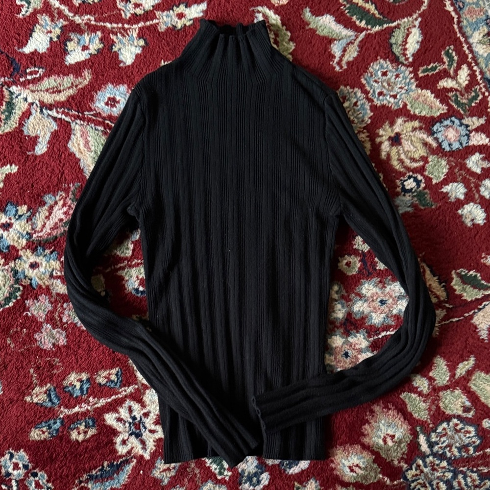 Abercrombie & Fitch Black Ribbed Turtleneck Top